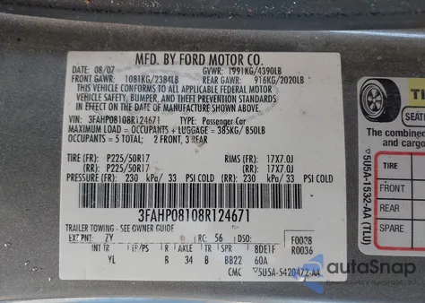2008 Ford Fusion Sel z USA, uszkodzony, nr VIN 3FAHP08108R124671